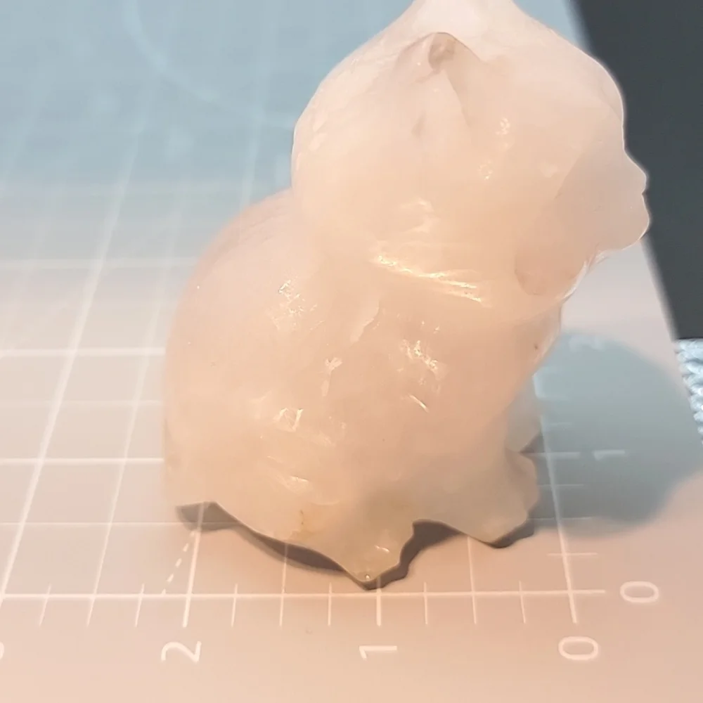 256g White Quartz Natural Gemstone Cat Kitten Feline Figurine 3